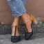 Roman Black Street Wear Womens Sandals 2020 T-Strap 8 cm Thick Heels Round Toe Sandals