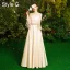 Simple Gris Robe Demoiselle D'honneur 2021 Princesse Encolure Dégagée 1/2 Manches Dos Nu Longue Robe Pour Mariage
