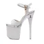 Charmant Rot Karneval Club Sandalen Damen 2020 Plateau Lackleder Knöchelriemen 17 cm Stilettos Peeptoes Sandaletten