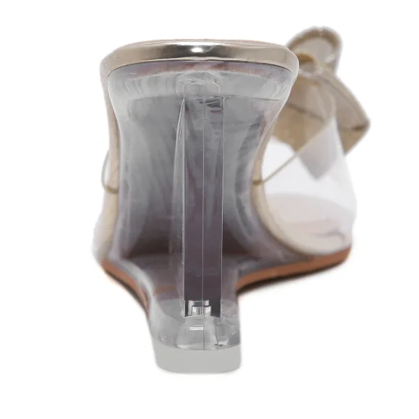 Sexy Silber Datierung Sandalen Damen 2020 Pailletten Schleife 8 cm Keilabsatz Peeptoes Sandaletten