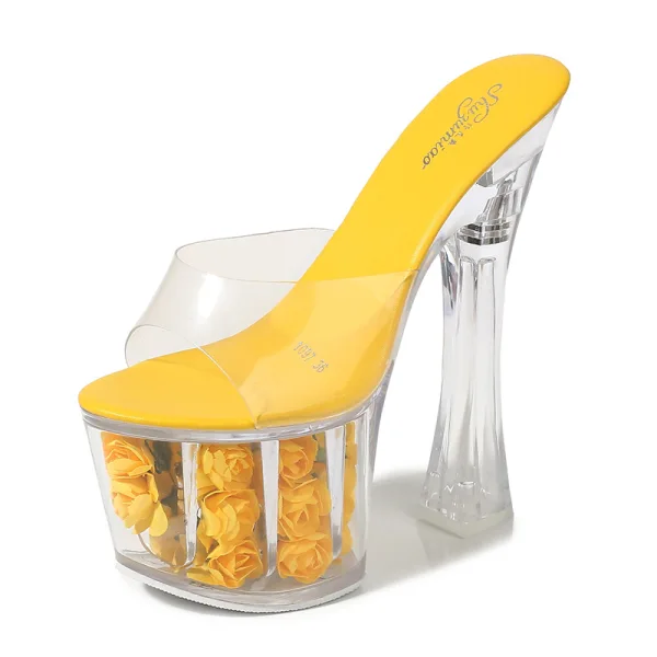 Chic / Belle Blanche Jardin / Extérieur Cristal Sandales Femme 2020 17 cm Talons Épais Peep Toes / Bout Ouvert Sandales