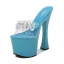 Sexy Blanche Club de carnaval Été Cristal Sandales Femme 2020 Faux Diamant 17 cm Talons Épais Peep Toes / Bout Ouvert Sandales