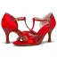 Vintage / Retro Red Prom Latin Dance Shoes 2021 7 cm Stiletto Heels T-Strap Open / Peep Toe Womens Sandals High Heels