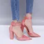 Prisvärd Brun Casual Sandaler Dam 2020 Ankelband 8 cm Tjocka Klackar Spetsiga Sandaler
