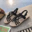 Romain Beige Plage Tresser Plate Chaussures Femmes 2020 Peep Toes / Bout Ouvert Plat Pantoufle & Tongs