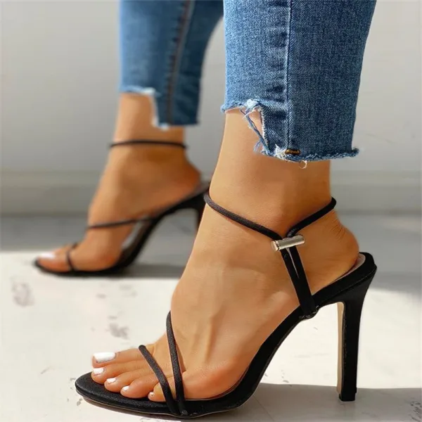 Sexy Orange Casual Womens Sandals 2020 Ankle Strap 10 cm Stiletto Heels Open / Peep Toe Sandals