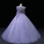 Elegant Lavender Beading Lace Flower Sequins Prom Dresses 2022 Ball Gown Scoop Neck Long Sleeve Prom Floor-Length / Long Formal Dresses