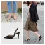 Simple Bureau OL Noire Slingbacks Sandales Femme 2020 10 cm Talons Aiguilles À Bout Pointu Sandales