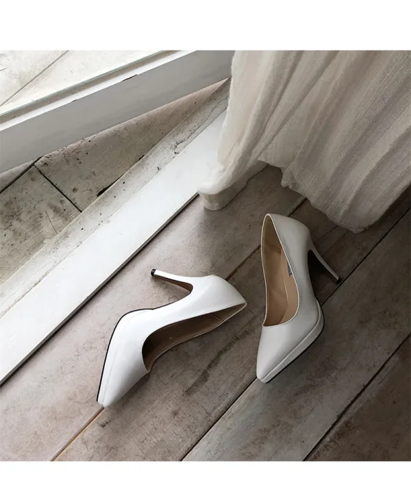 Schlicht Beige Büro OL Pumps 2020 Lackleder 12 cm Stilettos Spitzschuh Pumps