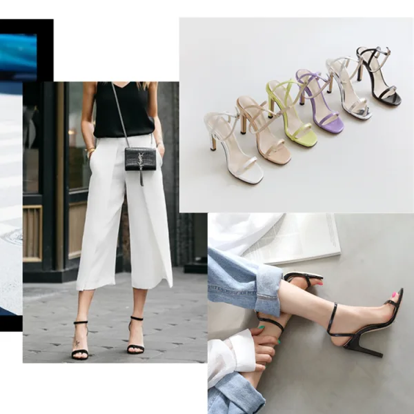 Simple Argenté Désinvolte Sandales Femme 2020 Bride Cheville 10 cm Talons Aiguilles Peep Toes / Bout Ouvert Sandales