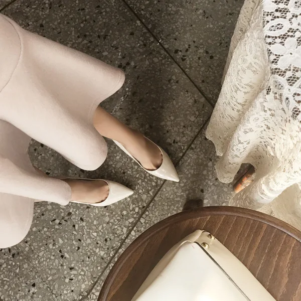 Schöne Gelb Büro OL Pumps 2020 Lackleder 8 cm Stilettos Spitzschuh Pumps