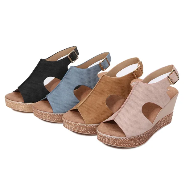 Proste / Simple Brązowy Lato Plaża Sandały Damskie 2020 8 cm Na Koturnie Peep Toe Sandały