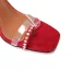 Enkla Röd Casual Mocka Sandaler Dam 2020 Läder Ankelband 10 cm Stilettklackar Peep Toe Sandaler
