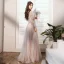 Simple Rougissant Rose Paillettes Robe Demoiselle D'honneur Princesse 2021 V-Cou Manches Courtes Dos Nu Longue Robe Pour Mariage