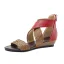 Bohemliv Sommar Röd Stranden Fläta Sandaler Dam 2020 4 cm Låg Klack Peep Toe Sandaler