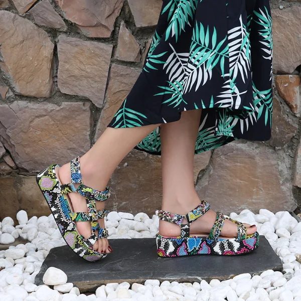 Bohemia Multi-Colors Street Wear Summer Womens Sandals 2020 5 cm Platform Open / Peep Toe Sandals