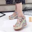 Affordable Outdoor / Garden Black Floral Womens Sandals 2020 Bow 11 cm Wedges Open / Peep Toe Sandals
