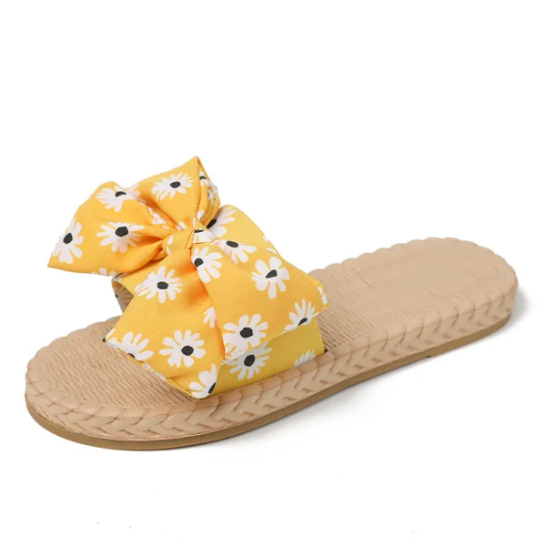 Mode Abordable Été Noire Plage Pantoufle & Tongs 2020 Fleur Plat Peep Toes / Bout Ouvert Chaussures Femmes