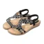 Bohemliv Svarta Sommar Stranden Sandaler Dam 2020 Rhinestone Platt Peep Toe Sandaler