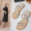 Bohême Charmant Été Argenté Plage Sandales Femme 2020 Faux Diamant Peep Toes / Bout Ouvert Plate Sandales