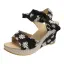 Fashion Summer Red Beach Womens Sandals 2020 Floral Bow 7 cm Wedges Platform Open / Peep Toe Sandals