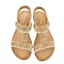 Böhmen Sommer Rosa Strand Sandalen Damen 2020 Perle Strass Peeptoes Flache Sandaletten