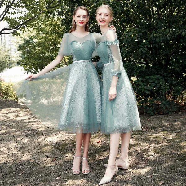 short mint green bridesmaid dresses BABARONI Chiffon Halter Short Bridesmaid Dresses Mint Green, Mint Green / US0 main image 1