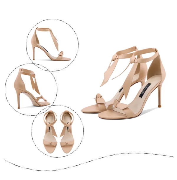 Sexy Ivoire Cocktail Sandales Femme 2020 Cuir Bride Cheville Noeud 10 cm Talons Aiguilles Peep Toes / Bout Ouvert Sandales