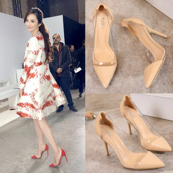 Chic / Belle Blanche Soirée Escarpins 2020 Cuir 10 cm Talons Aiguilles À Bout Pointu Escarpins