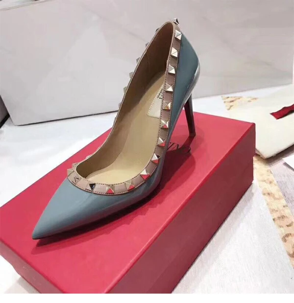 Chic / Beautiful Black Rivet Office OL Leather Pumps 2020 10 cm Stiletto Heels Pointed Toe Pumps