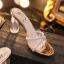 Sexy Transparent Argenté Cristal Sandales Femme 2020 Vêtement de rue Faux Diamant 8 cm Talons Épais Peep Toes / Bout Ouvert Sandales