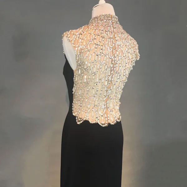 Luxury / Gorgeous Black Evening Dresses 2018 Trumpet / Mermaid Pierced Beading Crystal Rhinestone Sequins High Neck Sleeveless Floor-Length / Long Formal Dresses