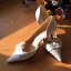 Élégant Ivoire Fleur Chaussure De Mariée 2020 Cuir 7 cm Talons Aiguilles À Bout Pointu Mariage Talons