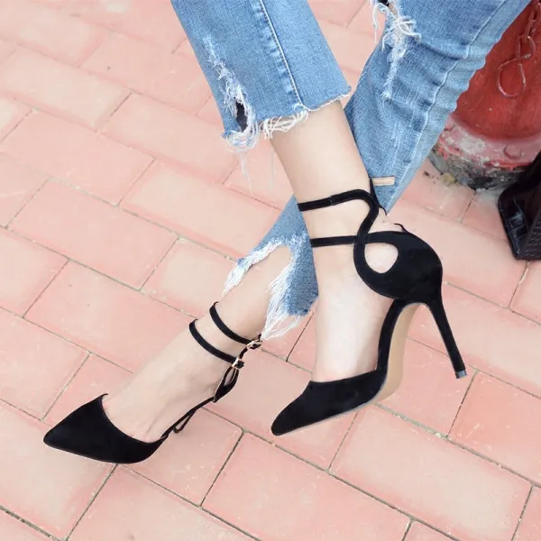 Chic / Beautiful 2017 Red Yellow Black Evening Party Leatherette Summer Suede High Heels Heels Pumps