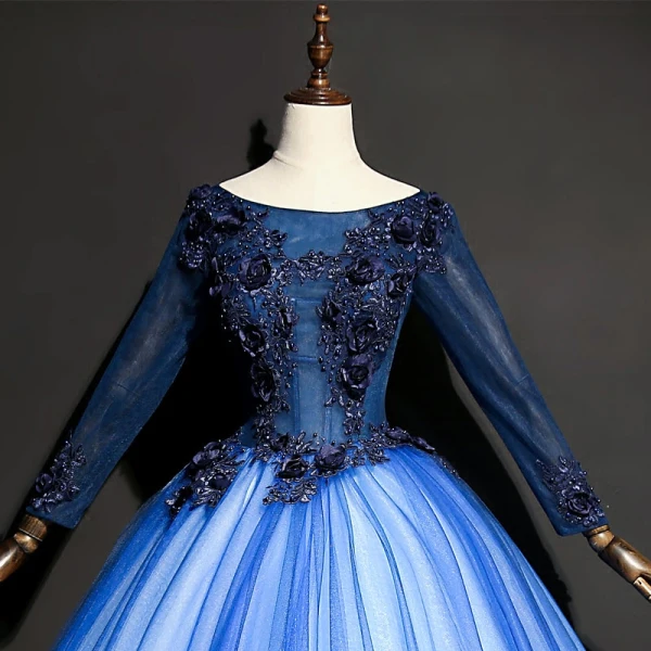 Chic / Beautiful Royal Blue Prom Dresses 2017 Tulle Beading Appliques Ball Gown Prom Backless Formal Dresses