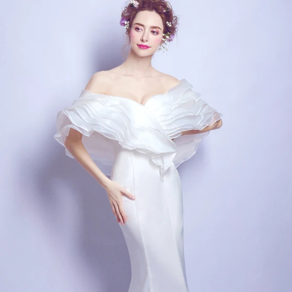 Simple Blanche Robe De Soirée 2018 Trompette / Sirène Longue Tulle Dos Nu Bustier Soirée Robe De Ceremonie