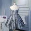 Chic / Beautiful Grey Graduation Dresses 2018 A-Line / Princess Tulle Appliques Backless Beading Strapless Homecoming Formal Dresses