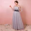 Classique Élégant Gris Grande Taille Robe De Soirée 2018 Lacer Tulle Appliques Sans Manches Dos Nu Hiver Soirée Robe De Ceremonie