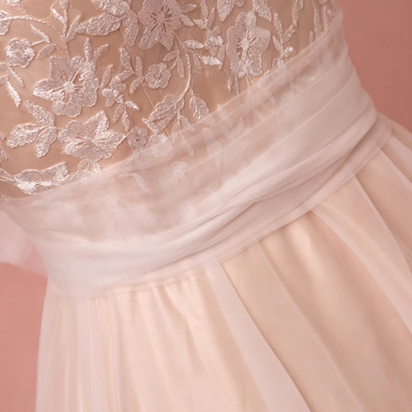 Chic / Beautiful Champagne Plus Size Prom Dresses 2018 A-Line / Princess Tulle U-Neck Lace-up Strappy Appliques Backless Evening Party Prom Formal Dresses