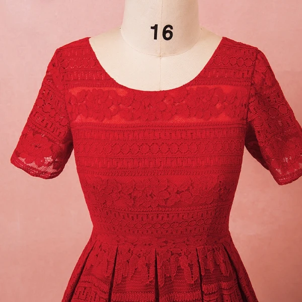 Chic / Beautiful Red Plus Size Graduation Dresses 2018 A-Line / Princess U-Neck Lace-up Tulle Printing Embroidered Homecoming Formal Dresses