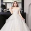 Romantique Blanche Robe Boule Grande Taille Robe De Mariée 2019 En Dentelle Tulle Dos Nu Perlage Bustier Chapel Train Mariage
