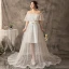 Moderne / Mode Princesse Blanche Grande Taille Robe De Mariée 2019 U-Cou Tulle Dentelle Appliques Dos Nu Tribunal Train Mariage