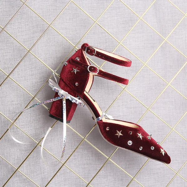 Modern / Fashion Black 7 cm High Heels 2019 Pointed Toe Summer Cocktail Party Evening Party Leather Beading Rivet Strappy Womens Shoes