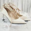 Chic / Beautiful Champagne Wedding Shoes 2020 8 cm / 3 inch Satin Rhinestone Strappy Pointed Toe Heels Womens Shoes