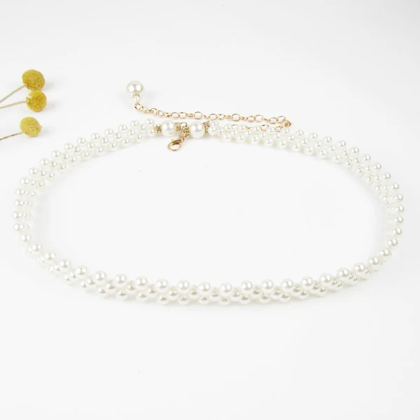 Chic / Beautiful White Wedding Belt 2020 Metal Beading Pearl Bridal Prom Accessories