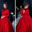 Vintage / Retro Medieval Gothic Red Ball Gown Prom Dresses 2021 High Neck Zipper Up Long Sleeve Floor-Length / Long Buckle Lace Cosplay Prom Formal Dresses