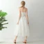 Chic / Beautiful White Tea-length Evening Dresses  2018 A-Line / Princess Tulle Appliques Star Backless Evening Party Formal Dresses