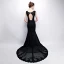 Modern / Fashion Black Evening Dresses  2017 Trumpet / Mermaid V-Neck Lace Embroidered Striped Backless Evening Party Formal Dresses