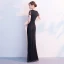 Amazing / Unique Black Floor-Length / Long Evening Dresses  2018 Trumpet / Mermaid Lace Tulle V-Neck Formal Dresses