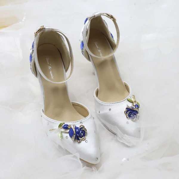 Luxe Blanche Dansant Tapis rouge Mariage Perlage Cristal Faux Diamant Chaussure De Mariée 2018